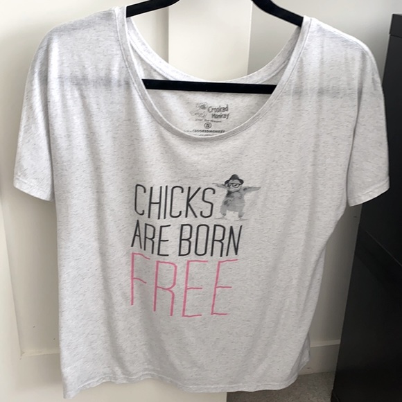 Crooked Monkey “Chicks are born free” T-shirt - Picture 1 of 3